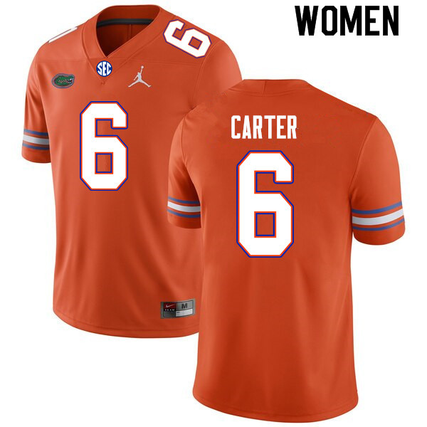Women #6 Zachary Carter Florida Gators College Football Jerseys Sale-Orange
